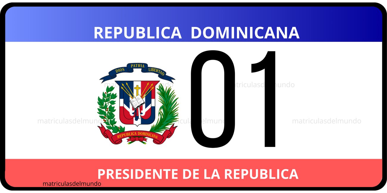 Matrícula de República Dominicana exonerada del Presidente ejemplo