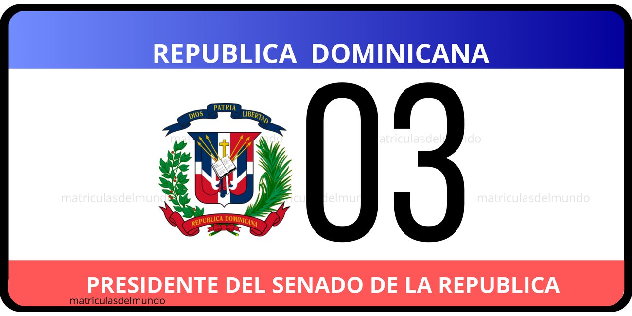 Matrícula de República Dominicana exonerada del Presidente del senado ejemplo