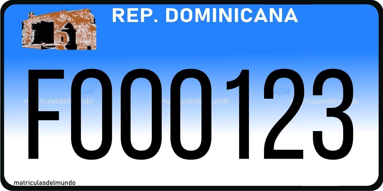 Matrícula de República Dominicana de remolque fondo azul