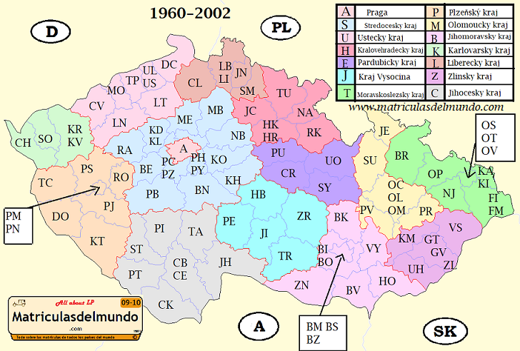 mapa por regiones de republica checa sistema antiguo