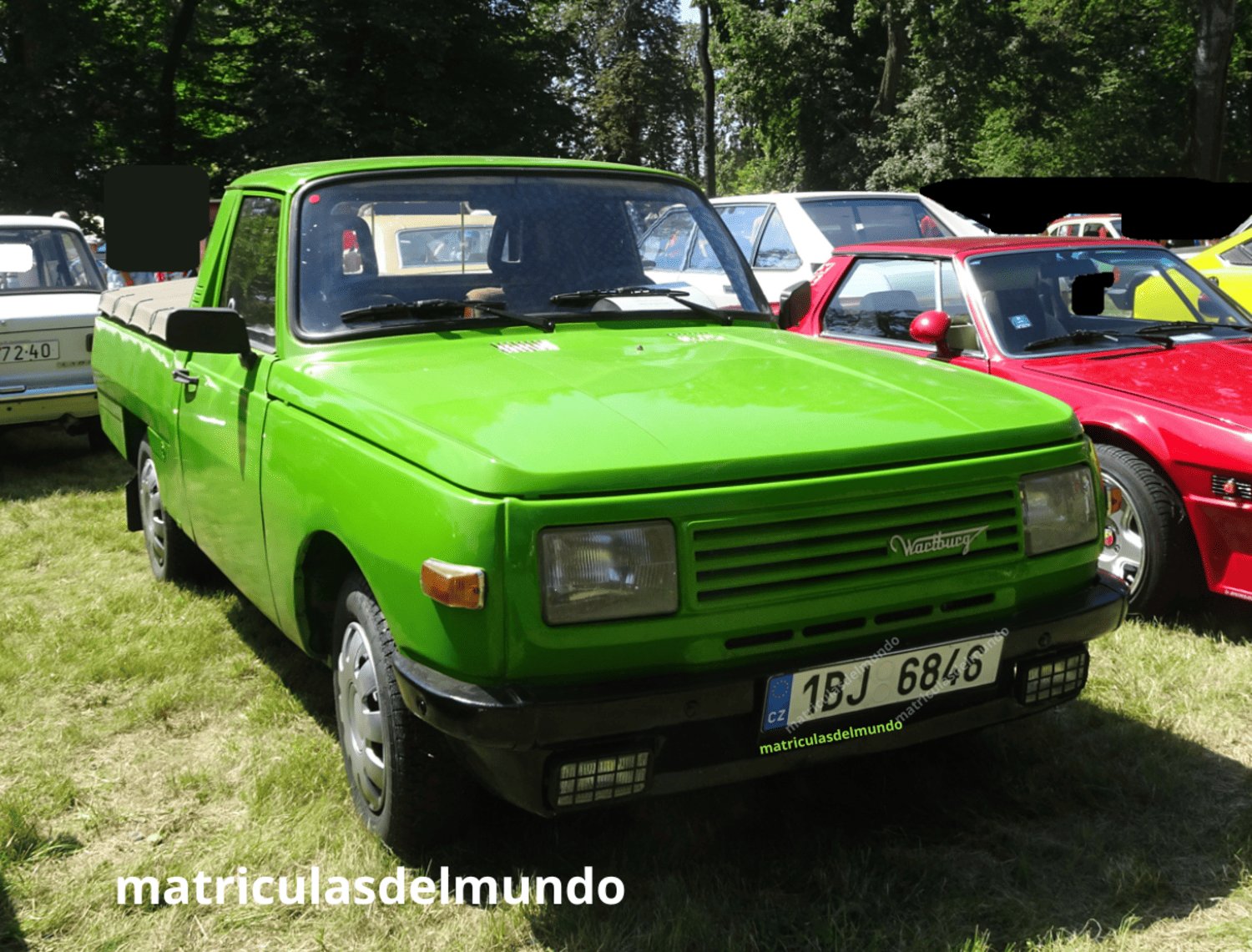 Ejemplo de matrícula ordinaria de República Checa en un Wartburg