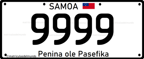 Matrícula de coche de Samoa actual en Oceanía