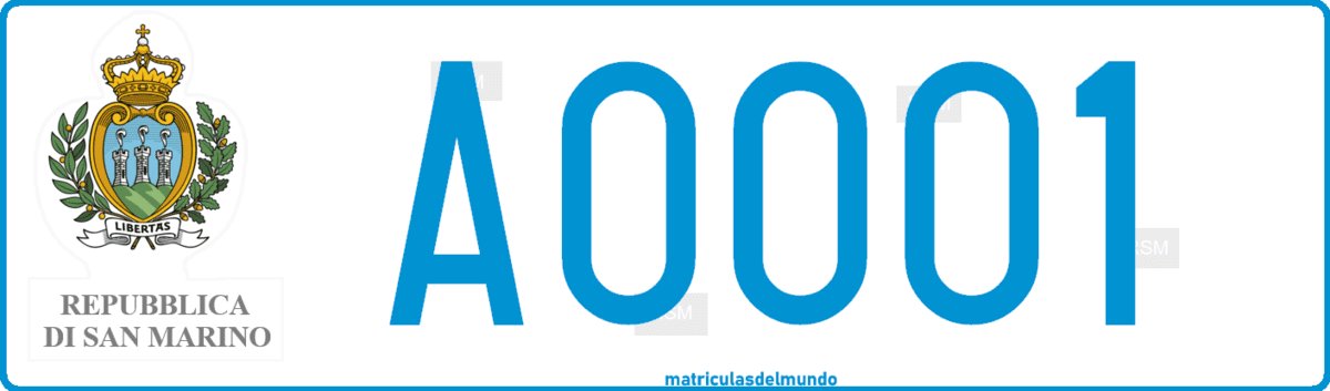 Imagen de matrícula ordinaria de San Marino actual