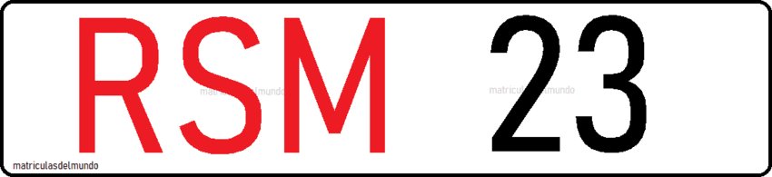 Matrícula antigua de San Marino en 1923