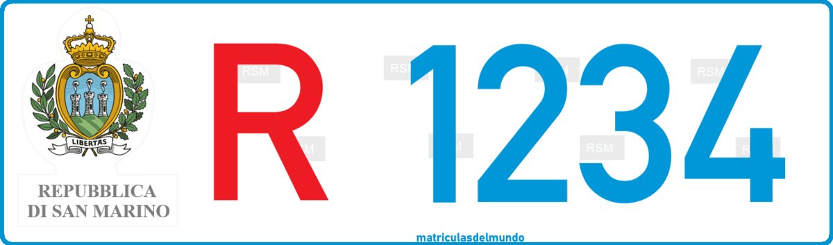 Imagen de matrícula de remolque o semirremolque de San Marino con letra R en rojo