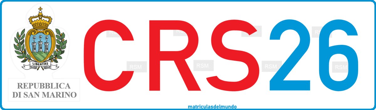 Imagen de matrícula de la Cruz Roja con letras CRS en rojo 