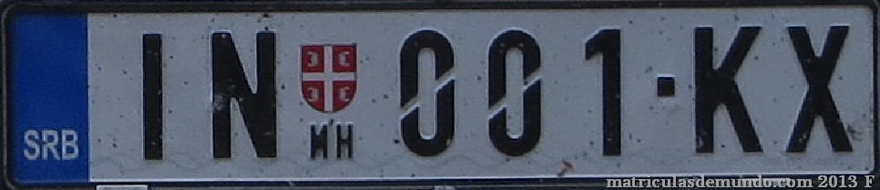 Matrícula de coche de Serbia actual 001