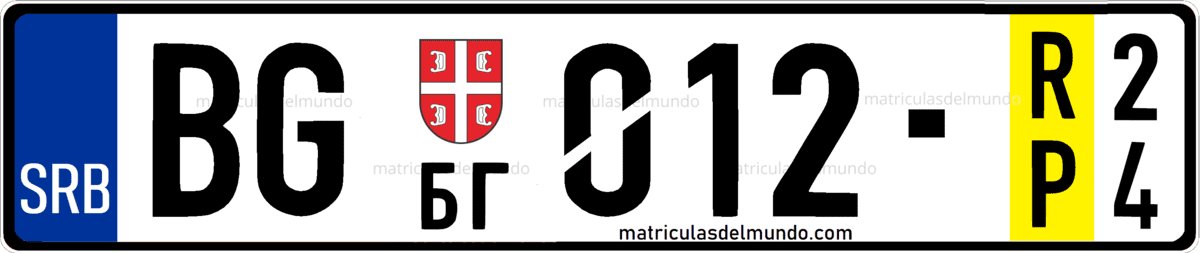 matrícula de Serbia temporal con franja amarilla