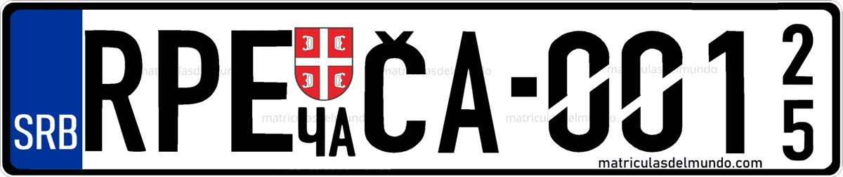 matrícula de Serbia exportación con letras RPE