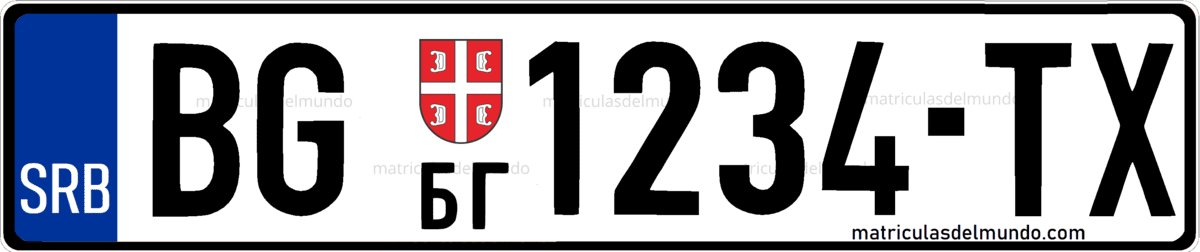 matrícula de Serbia para taxi con letras TX