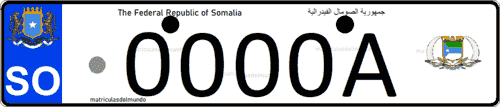 matrícula de coche actual de Jubaland con configuración de ejemplo 0000A