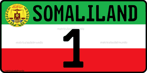 Matrícula utilizada por el coche del presidente de Somalilandia con la bandera de fondo