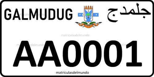 matrícula de coche actual de Galmudug con escudo AA0001