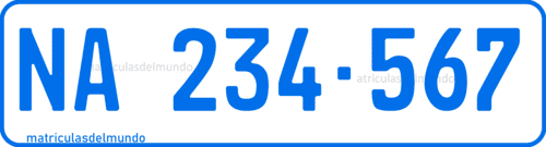 Matrícula de coche de KwaZulu-Natal de NA Alfred con letras color azul NA234567