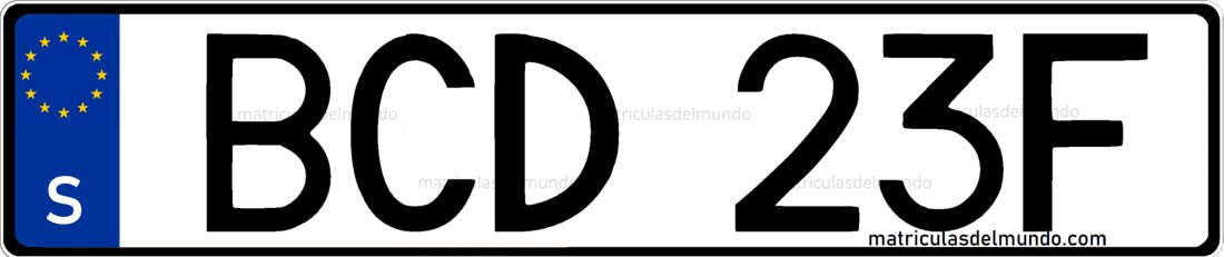 Matrícula de Suecia actual BCD23F