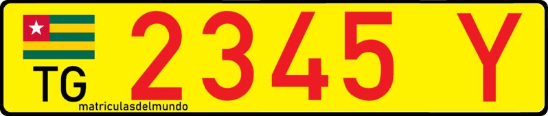 Matrícula de coche de Togo con letras rojas para vehículo comercial Matrícula de coche de Togo para vehículo comercial amarillo