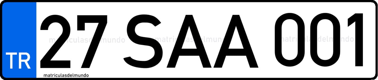 Matrícula de Turquía de refugiados sirios con letra S