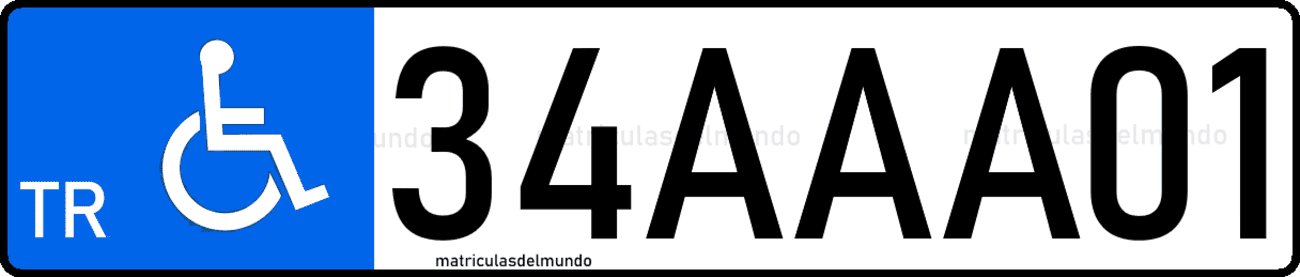 Ejemplo de dibujo de matrícula de Turquía para persona con movilidad reducida
