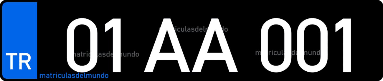 Dibujo ejemplo de matrícula de Turquía como vehículo oficial