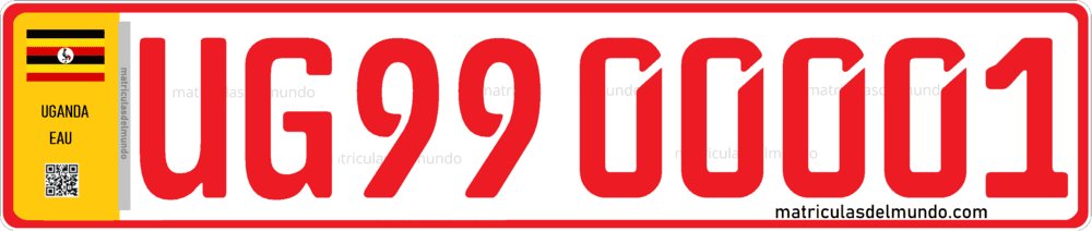 Matrícula de coche de Uganda para vehículo del gobierno actual Matrícula de coche de Uganda para vehículo del gobierno actual