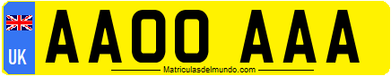 Matrícula utilizada desde 2021 con código UK y bandera Union Jack