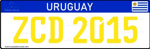 patente de auto del cuerpo diplomatico amarillo de Uruguay