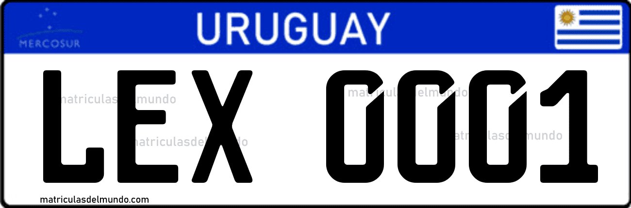 Matrícula especial de Uruguay actual del Mercosur de exonerado