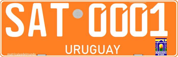 Matrícula especial de Uruguay antigua para vehículo de admisión temporaria naranja