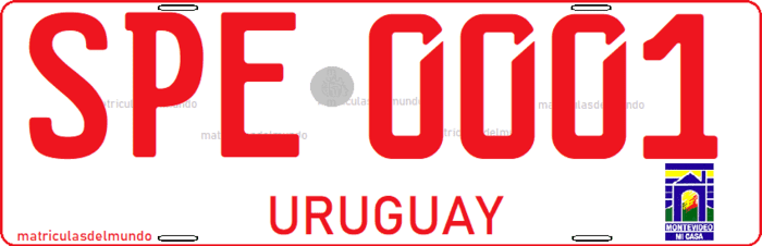 Matrícula roja especial de Uruguay antigua para poder ejecutivo