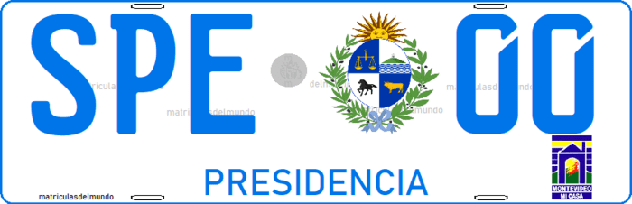 Matrícula especial de Uruguay antigua para presidencia con escudo nacional