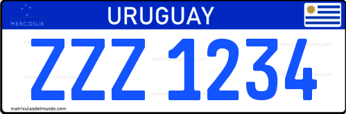 patente de auto oficialcon letras rojas de Uruguay
