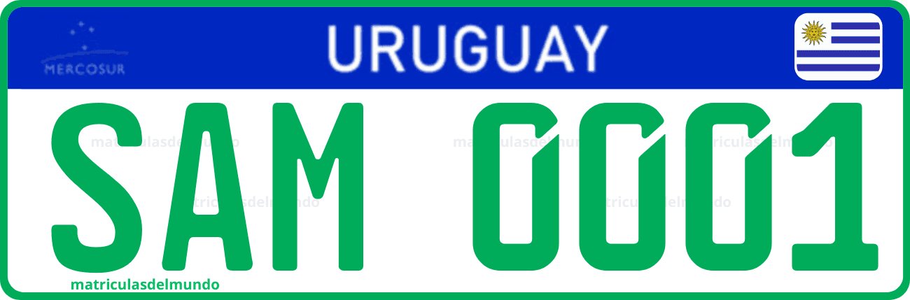 Matrícula especial de Uruguay actual del Mercosur para ambulancia de Montevideo