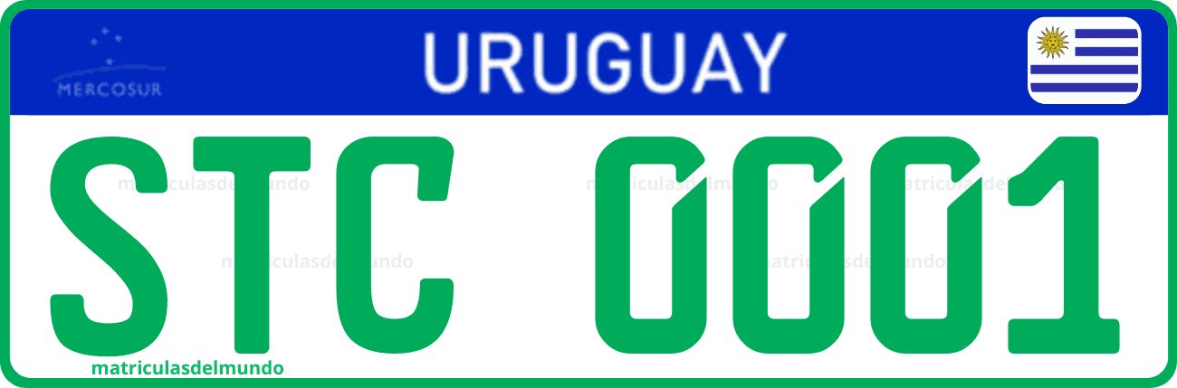 Matrícula especial de Uruguay actual del Mercosur para trasnporte colectivo de Montevideo