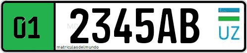 Matrícula de vehículo eléctrico de Uzbekistán con fondo verde