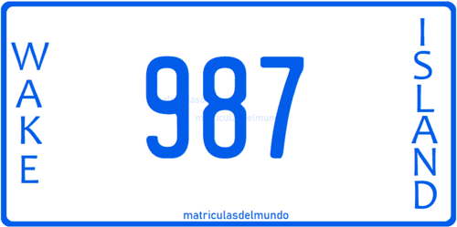 Matrícula de coche de la Isla Wake actual 987