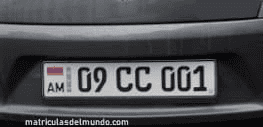 Matrícula de coche de Armenia actual con código AM