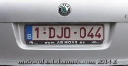 Matrícula de coche de Bélgica actual con código B