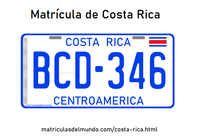 Matrícula de coche de Costa Rica actual con código CR