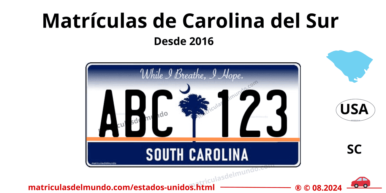 Matrícula de coche de Estados Unidos - Carolina del Sur