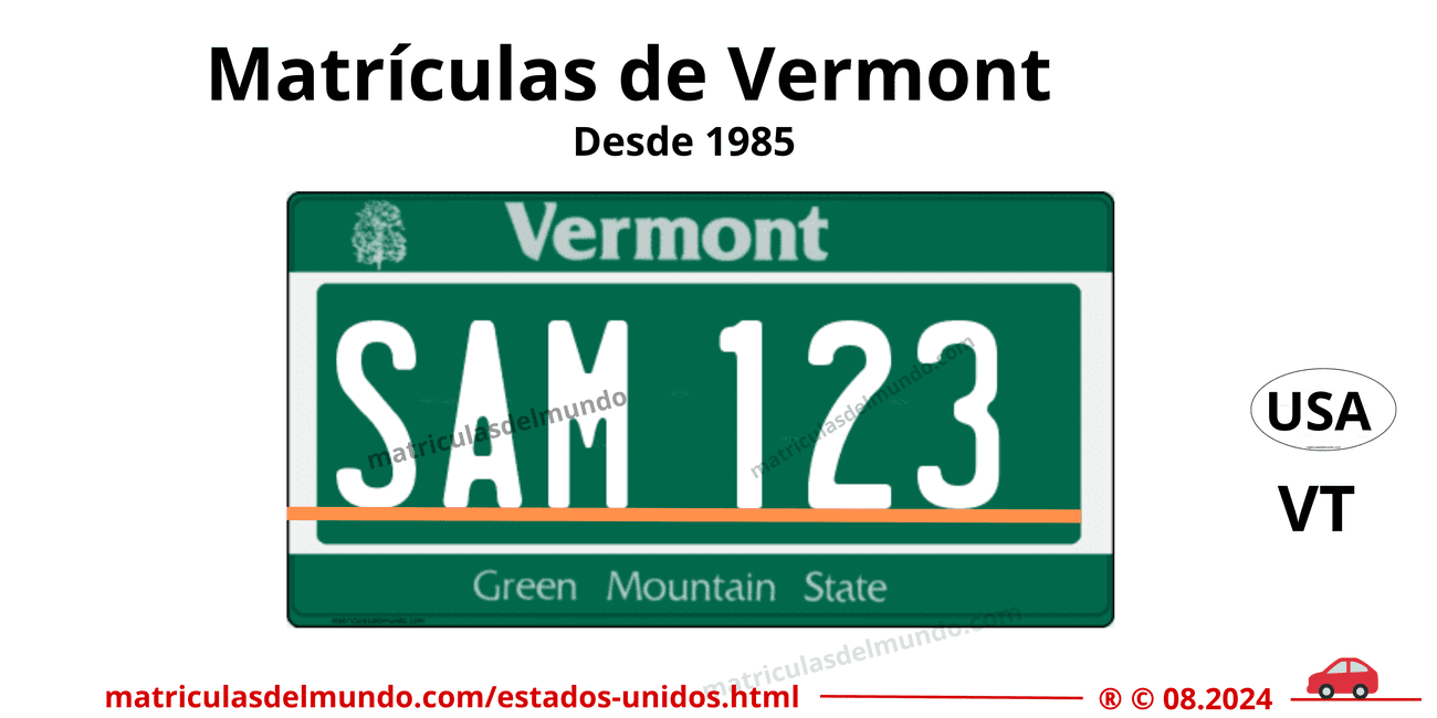 Matrícula de coche de Estados Unidos - Vermont