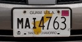 Matrícula de coche de Guam actual con código USA
