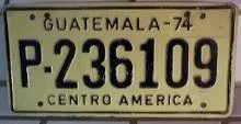 Matrícula de coche de Guatemala actual con código GCA