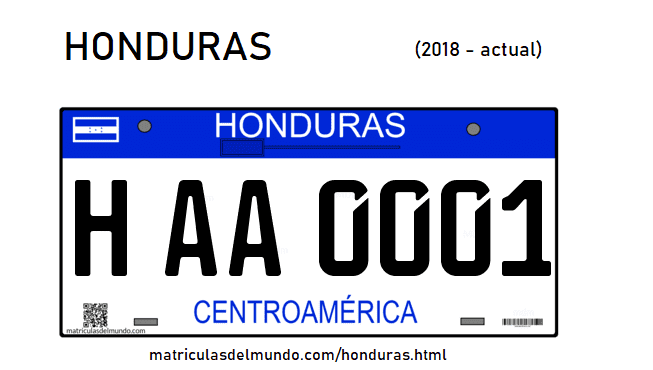 Matrícula de coche de Honduras actual con código HN