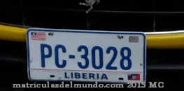 Matrícula de coche de Liberia actual con código LB