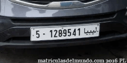 Matrícula de coche de Libia actual con código LBY