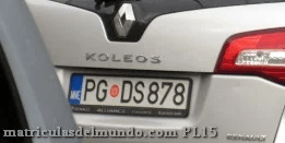 Matrícula de coche de Montenegro actual con código MNE