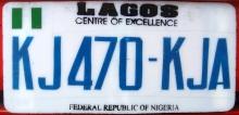 Matrícula de coche de Nigeria actual con código WAN
