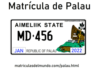 Matrícula de coche de Palau actual con código PW