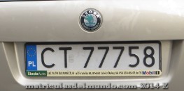 Matrícula de coche de Polonia actual con código PL