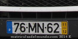 Matrícula de coche de Portugal actual con código P